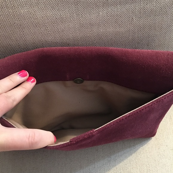J. Crew Aubergine Suede Clutch w/ Shoulder Strap - Picture 8 of 8